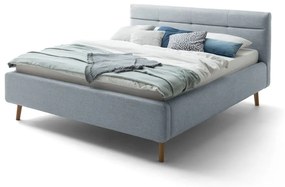 Letto matrimoniale imbottito blu polveroso con contenitore con rete inclusa 160x200 cm Lotte – Meise Möbel