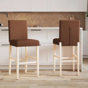 Sedie da bar 2 pz in legno massello di hevea e tessuto