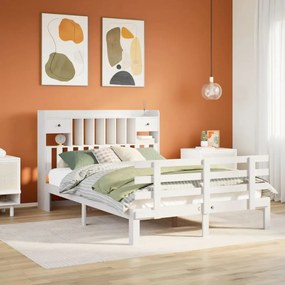 Letto libreria senza materasso bianco 140x200 cm legno di pino