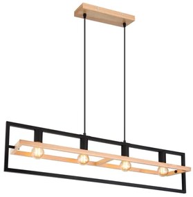 Globo 15575-4H - Lampadario a cavo ERICA 4xE27/40W/230V nero/beige