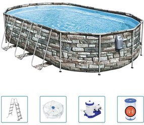 Piscina fuori terra power steel comfort jet ovale 610 x 366 x 122 cm - Bestway
