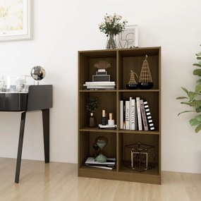 Libreria Marrone Ambra 70x33x110 Cm İn Legno Massello Di Pino /