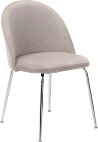 Sedia da pranzo in velluto Tortora con gambe in metallo Cromo - PARIS 2 sedie