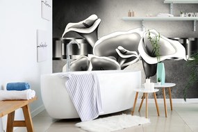 Carta da parati – Fiori eleganti di calla in bianco e nero