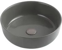 Lavabo da appoggio tondo Slim ceramica grigio cemento diametro 38,5 cm