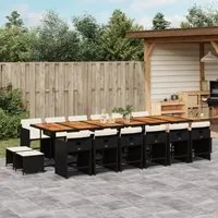 Set da Pranzo da Giardino 17 pz con Cuscini Nero in Polyrattan 3277958