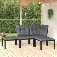 Set Salotto da Giardino 4 pz Nero e Grigio in Polyrattancod mxl 100684