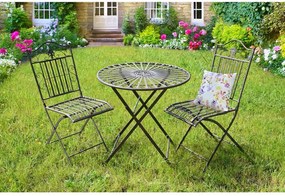 Set da pranzo da giardino in marrone scuro in metallo per 2 persone – Garden Pleasure