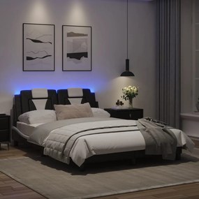 Giroletto con luci led nero e bianco 120x200 cm in similpelle