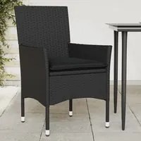 Sedie da Giardino con Cuscini 2 pz Nere in Polyrattan 368109