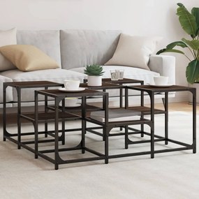 Tavolino Da Salotto Rovere Marrone 91x91x40cm Legno Multistrato /