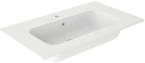 Lavabo a incasso rettangolare vasca centrale Hasvuk L 81 x H 14 x P 46 cm in resina bianco opaco