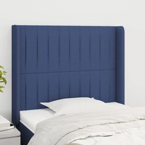 Testiera Ad Orecchio Blu 83x16x118/128 Cm İn Tessuto /