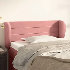 Testiera Ad Orecchio Rosa 83x23x78/88 Cm İn Velluto /