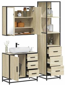 Set Mobili Da Bagno 3 Pz Rovere Sonoma İn Legno Multistrato /