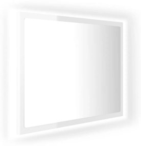 Specchio da bagno led bianco lucido 60x8,5x37 cm in acrilico