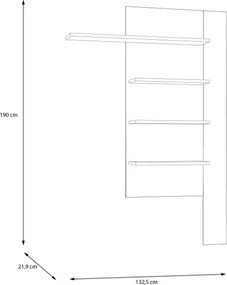 Mensola Verticale 4 Ripiani 132x22x190 Cm Lehman Rovere E Sabbia