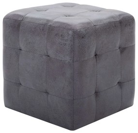 Pouf 2 pz Grigio 30x30x30 cm in Similpelle Scamosciata