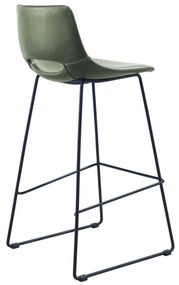 Kave Home - Sgabello Zahara in pelle sintetica verde altezza 76 cm