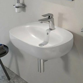 Lavabo ovale 50 cm sospeso bianco in ceramica Rak Illusion