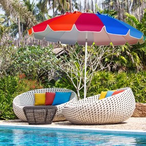 Costway Ombrellone 2,43m da spiaggia con protezione solare UPF50+ inclinato, Ombrellone portatile da esterno Colorato