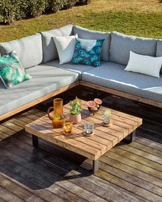 Kave Home - Set Zalika divano angolare 5 posti e tavolo in legno massello di acacia FSC 100%