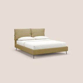 Artemisia letto imbottito con piedini alti sfoderabile in tessuto smacchiabile T17 giallo