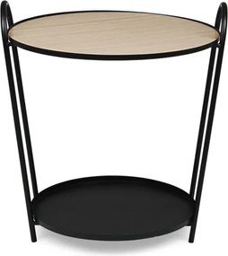 Tavolino tondo stile industrial piano in legno e struttura in acciaio Everitt D51 Bizzotto