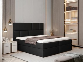 Letto matrimoniale boxspring Londra - 180 x 200 cm , Ecopelle nero