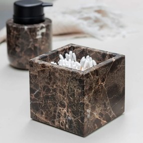 Organizer da bagno in marmo marrone scuro per tamponi di cotone Marble - Mette Ditmer Denmark