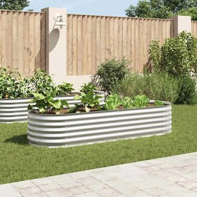 Letto Rialzato Giardino 240x80x44 Cm İn Acciaio Zincato Argento /