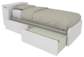 964CK - Letto cameretta 80x190  singolo con elemento contenitore in testata e cassetti estraibili