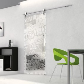 Porta scorrevole destra Vogue in acciaio grigio, L 76 x H 215 cm, con binario Lux