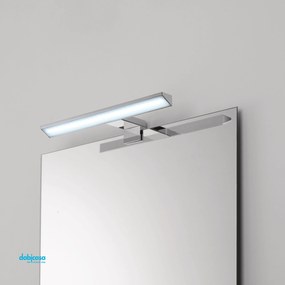 Lampada A Led Universale Da 30 Cm In Abs Cromato . Per Specchio A Filo , Bisellato E Su Pannello