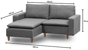 Divano angolare grigio (angolo sinistro) Lungo - Balcab Home
