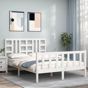 Giroletto con testiera bianco 140x200 cm in legno massello