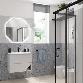 Mobile bagno sospeso con lavabo L 70 x H 55 x P 45.3 cm bianco opaco per vasca centrale Vintage