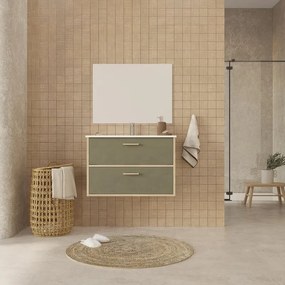 Mobile sottolavabo e lavabo Hera verde oliva in mdf L 80 x H 50 x P 46 cm 2 cassetti