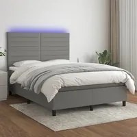 Letto a Molle Materasso e LED Grigio Scuro 140x200cm in Tessutocod mxl 98973