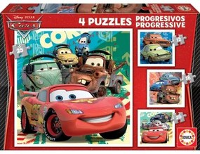 Set di 4 Puzzle   Cars Let's race         16 x 16 cm
