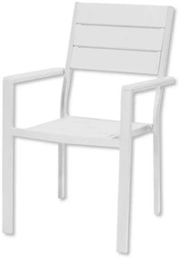 Sedia Tenerife con braccioli – Effetto legno, metallo verniciato, bianca