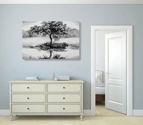 Quadro su tela – Ciliegio orientale in bianco e nero