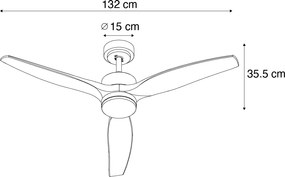 Ventilatore da soffitto smart nero con stampa legno 132cm incl. LED dimmerabile con telecomando - Joly