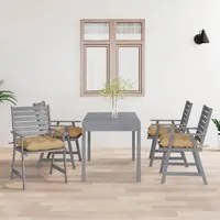 Sedie Pranzo per Esterni con Cuscini 4 pz Legno Massello Acacia cod mxl 7092