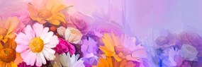 Quadro su tela – Dipinto a olio di fiori variopinti