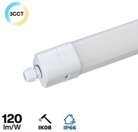 Plafoniera LED Stagna 150cm 48W, 120lm/w, IK08, IP66, CCT Colore Bianco Variabile CCT