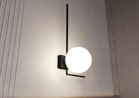 Plafoniera Moderna 1 Luce Imago 1130/1F In Acciaio Nero Vetro Opale