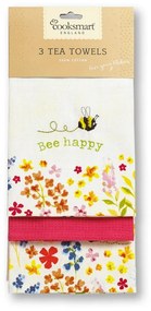 Set di 3 strofinacci in cotone Be Happy Bee Happy - Cooksmart ®