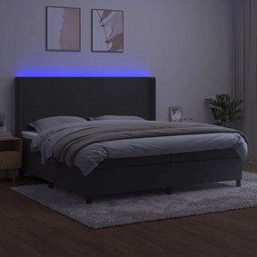 Letto a molle con materasso e led grigio scuro 200x200 cm