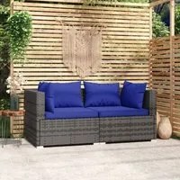 Divano a 2 Posti con Cuscini in Polyrattan Grigio 317564